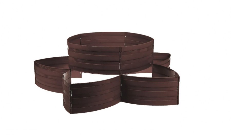 Клумба пластиковая, 15 × 540 см, 18 секций, коричневая, «конструктор»