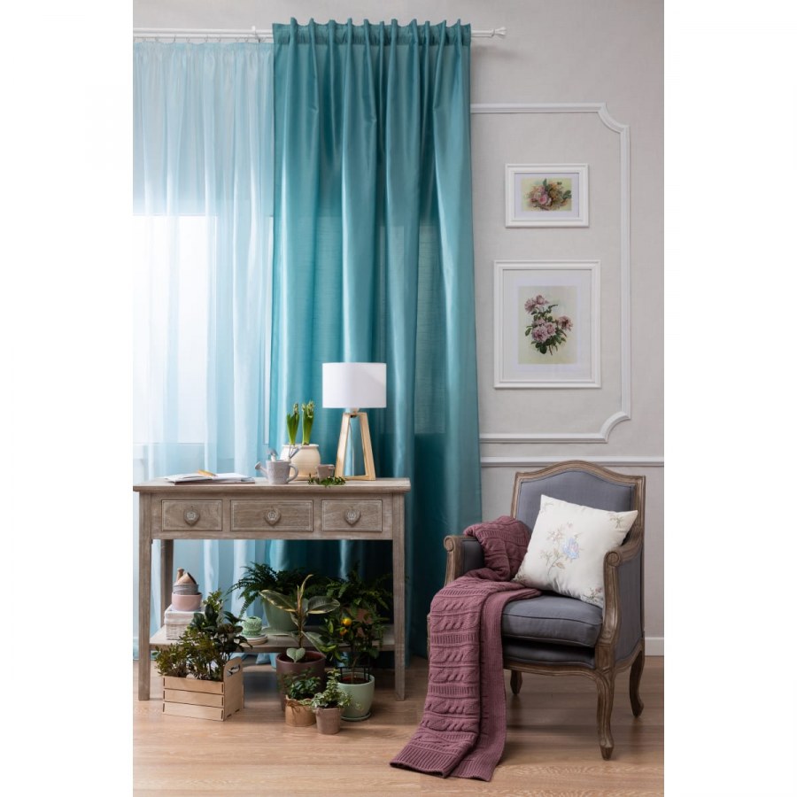 Штора на ленте Нью силка 200х280 см цвет бирюзовый