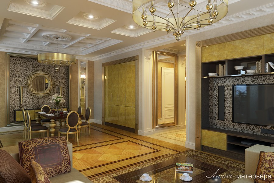 Гостиная арт деко золото