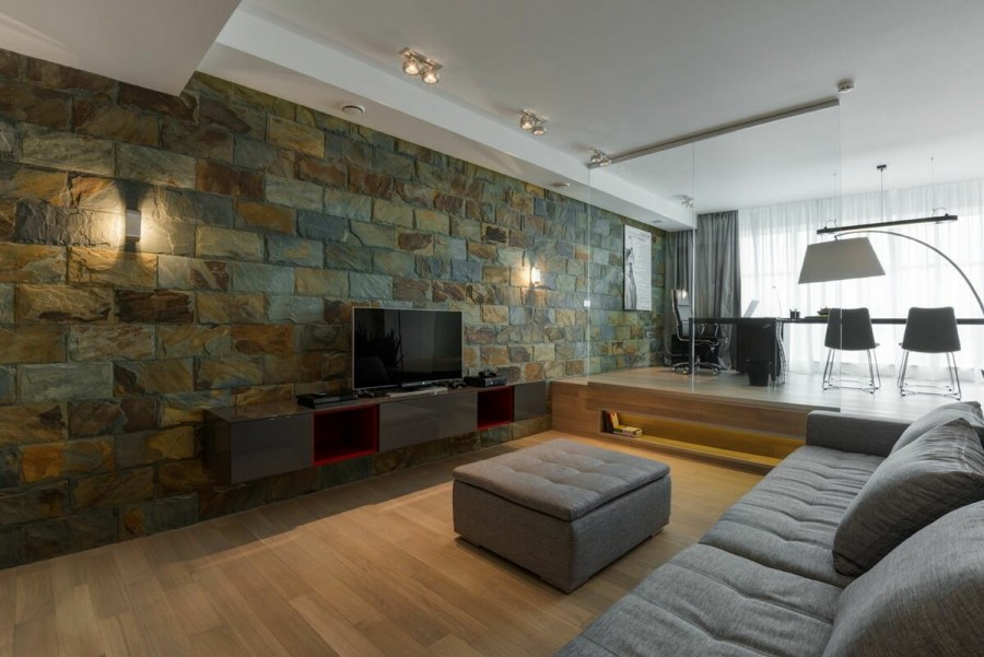 Каменная стена в интерьере