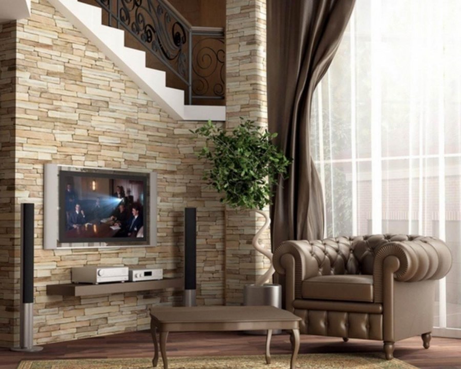 Декоративная плитка в гостиной