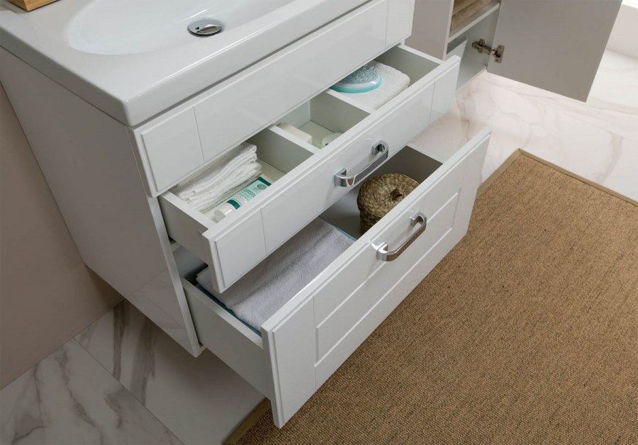 Тумба с раковиной Aquanet Рондо 60 белый антик (2 ящика)