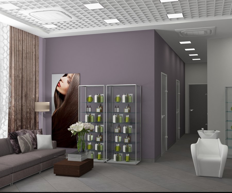 Серый интерьер студии красоты
