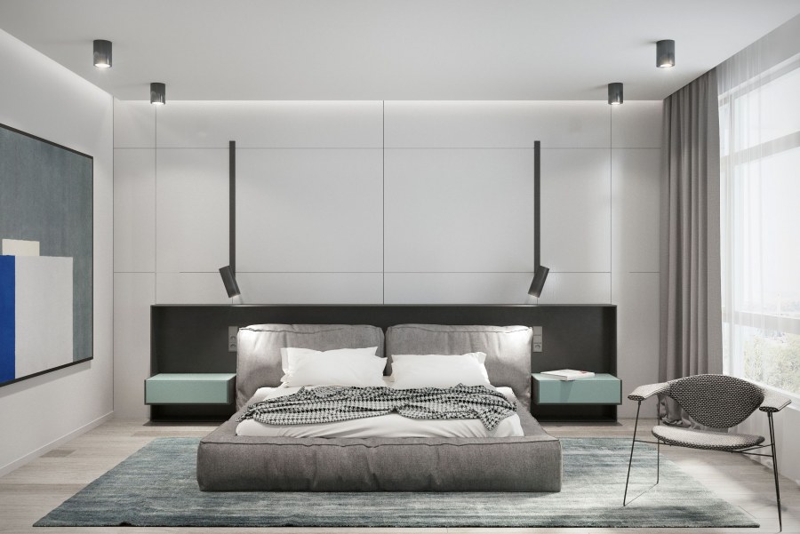 Интерьеры в стиле Минимализм спальня со шкафом