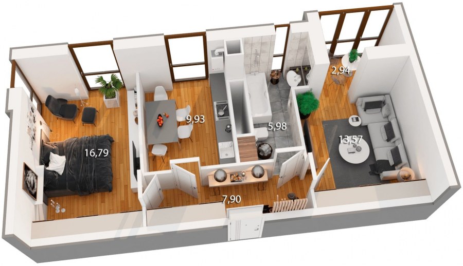 Планировка 2 комнатной квартиры