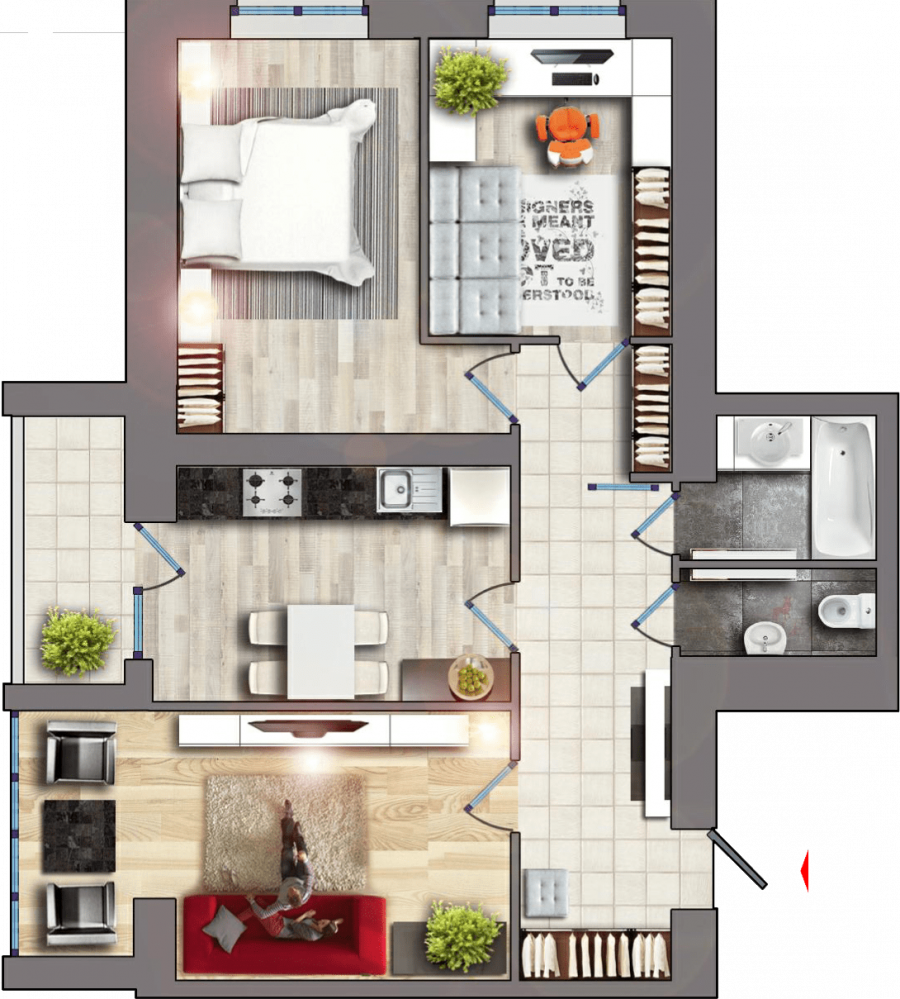 Планировка 3х комнатной квартиры 80 кв.м