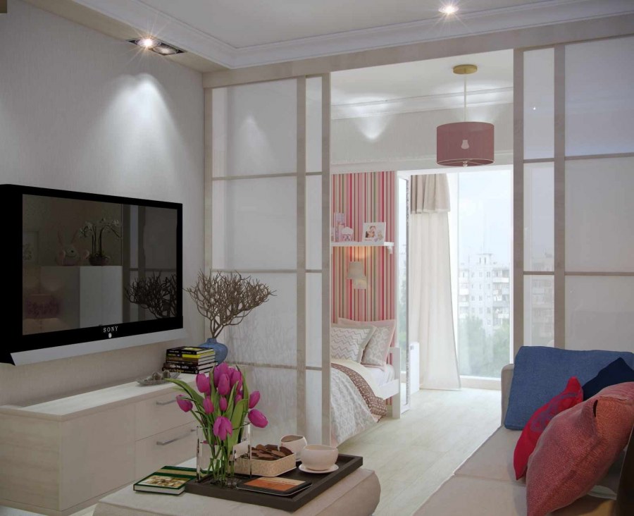 Перегородка в гостиной для зонирования