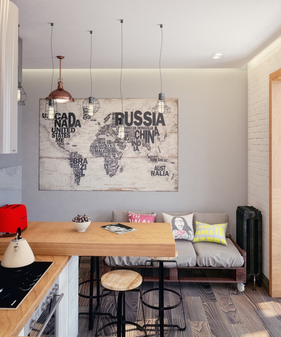 Кухня лофт эко на 9 кв