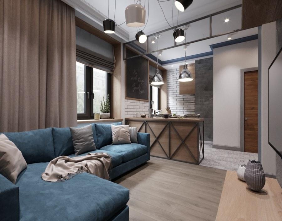 Студия 37 кв.м в стиле лофт