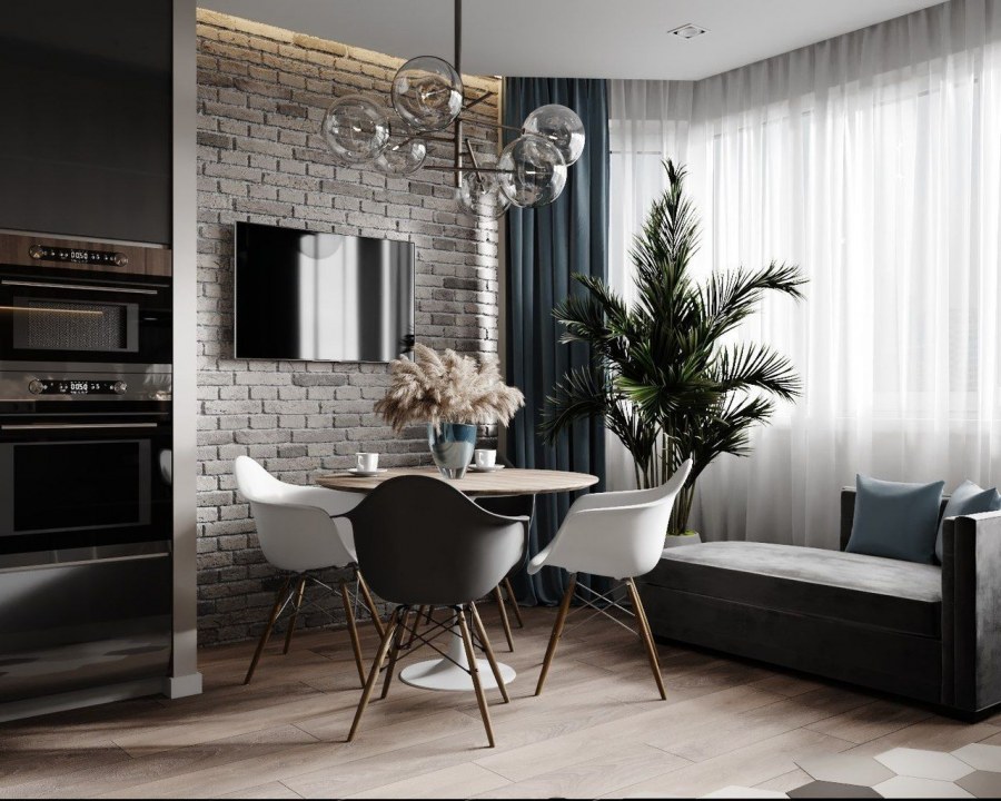 Кухня гостиная лофт