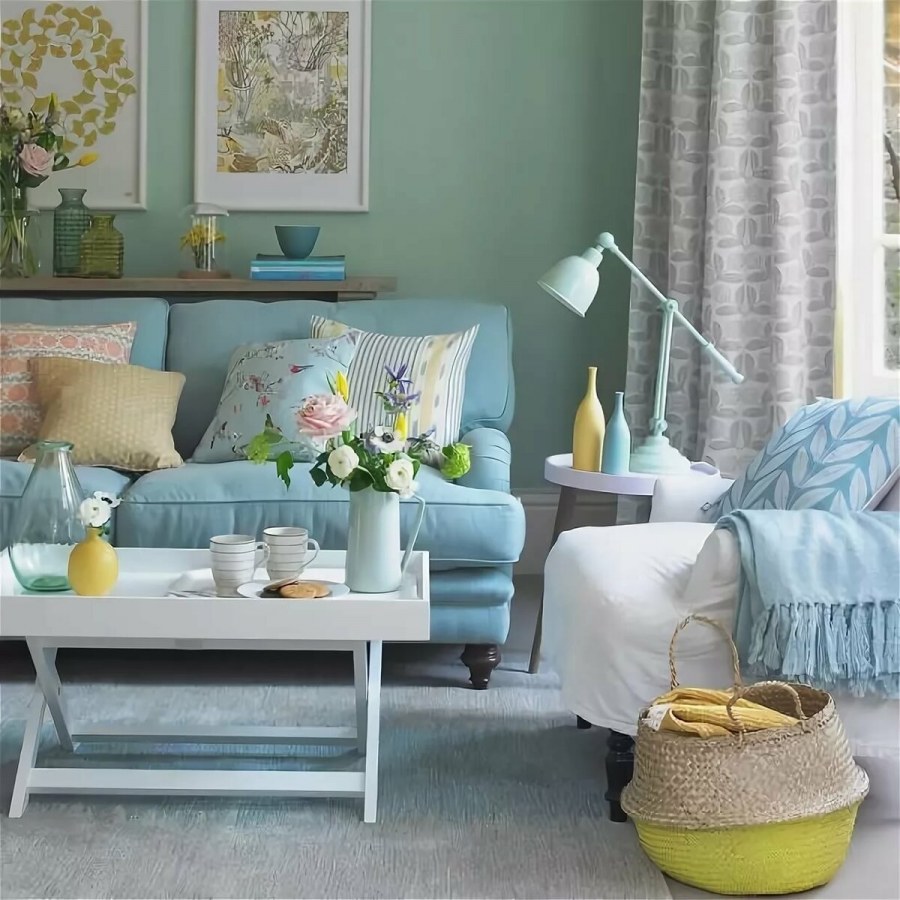 Голубой и желтый в интерьере