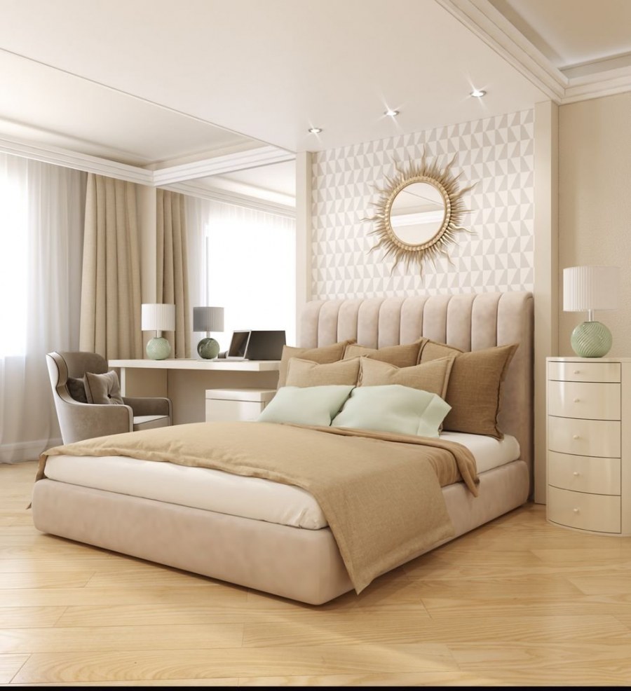 Спальня в белых тонах