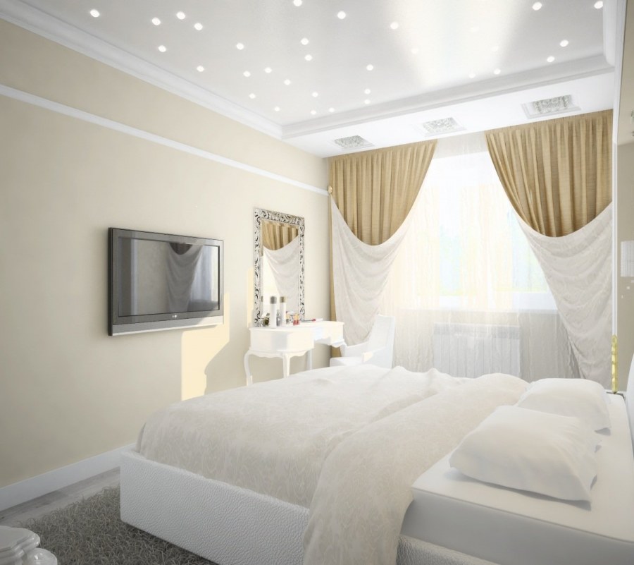 Интерьер спальни в светлых