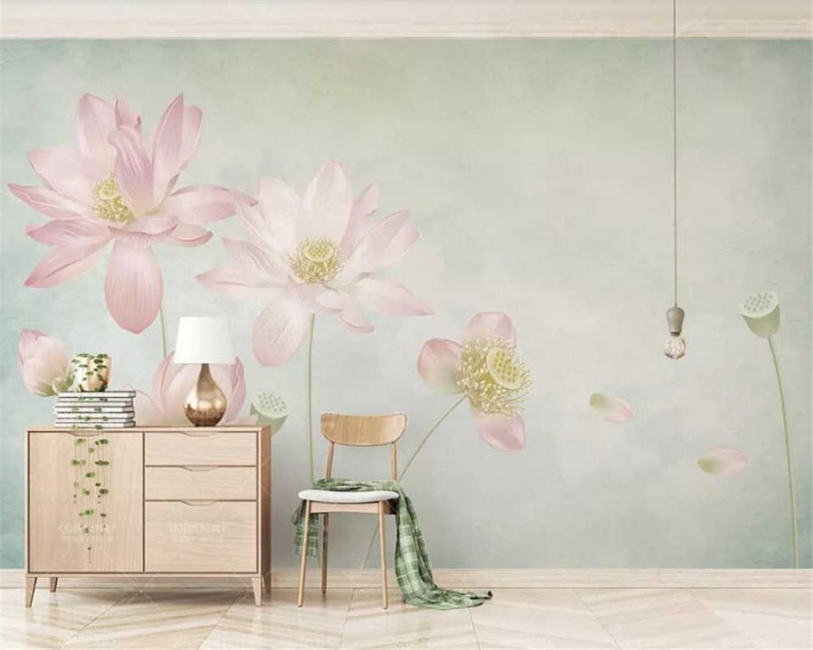 Фотообои белый Лотос в интерьере