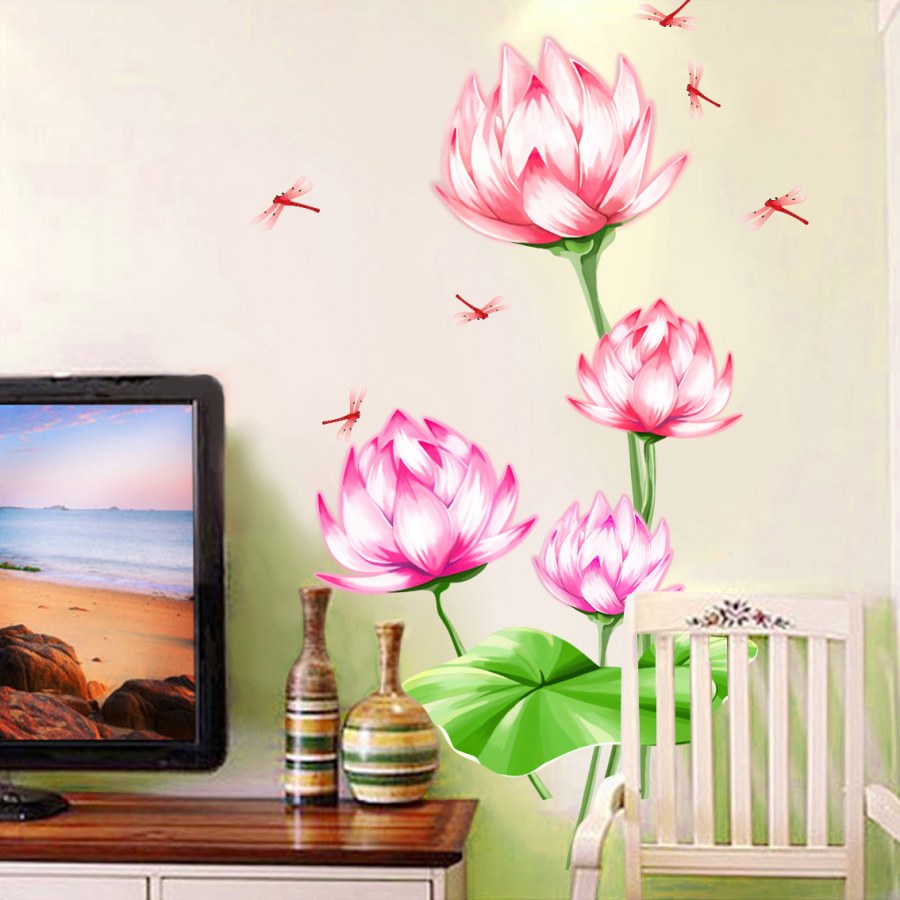 Лотос на стене нарисованный