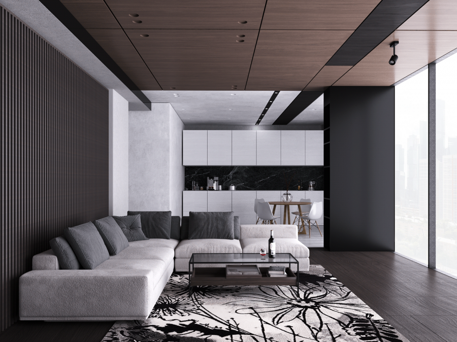 Гостиная с обилием тес