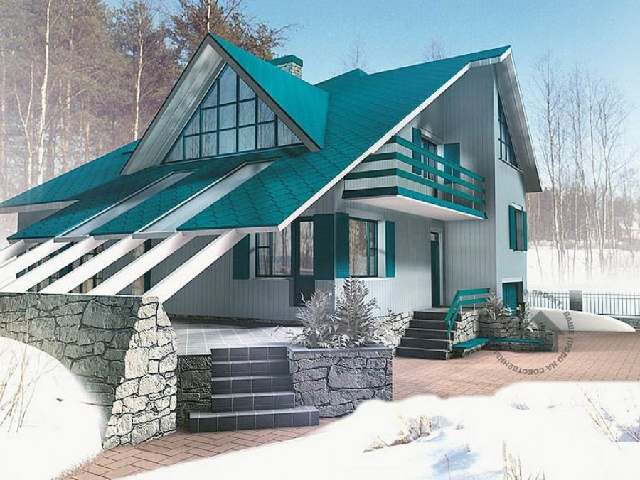 Дом с бирюзовой крышей