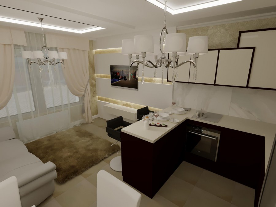 Синие стены на кухне