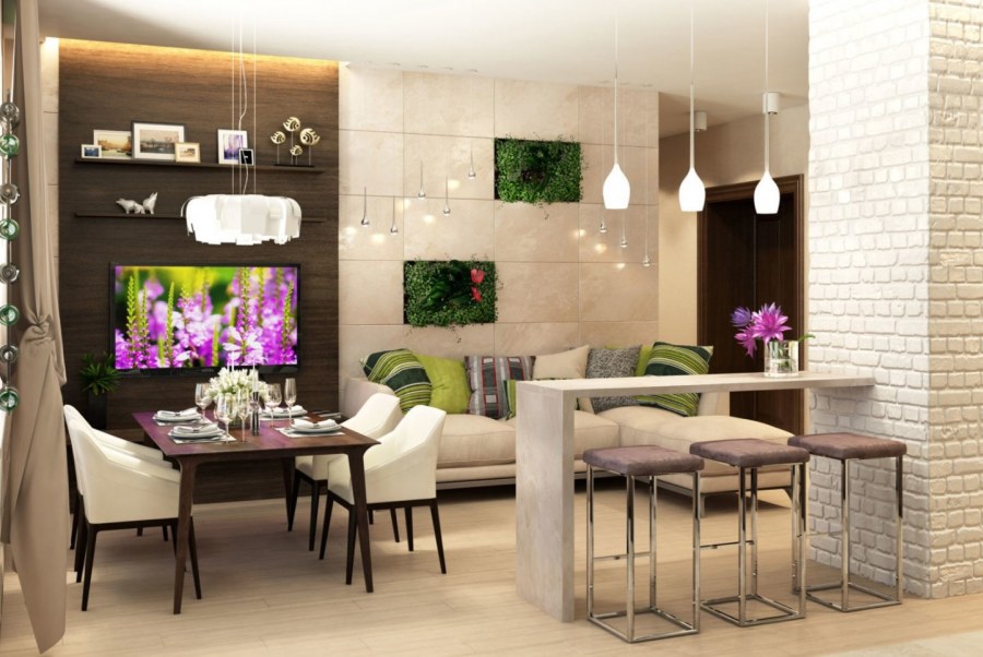 Кухня гостиная евровагонка