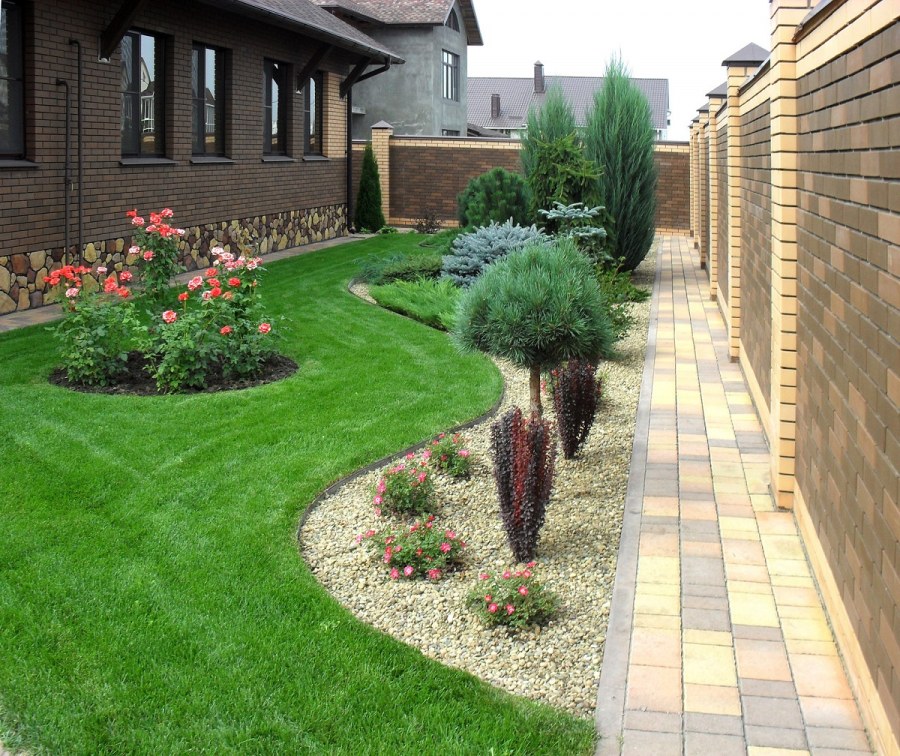 Рокарий вдоль забора