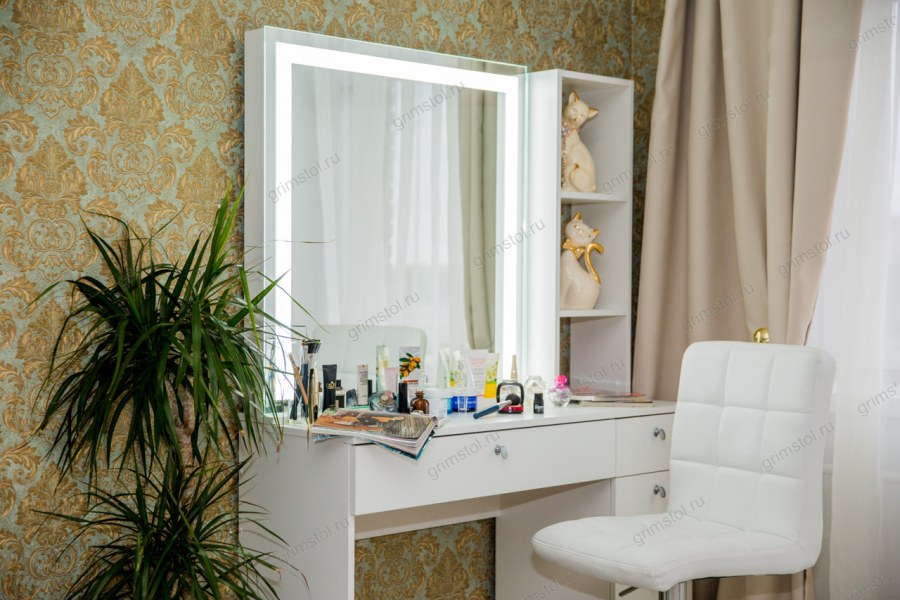 Столик гримерный с зеркалом (2 ящика, зеркало 1000х650)