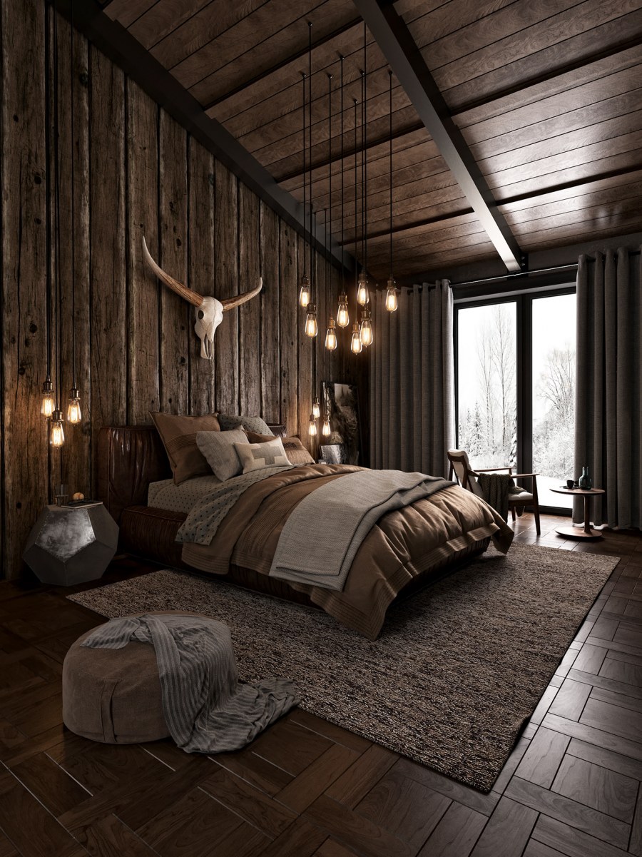 Спальня в стиле лофт для мужчин