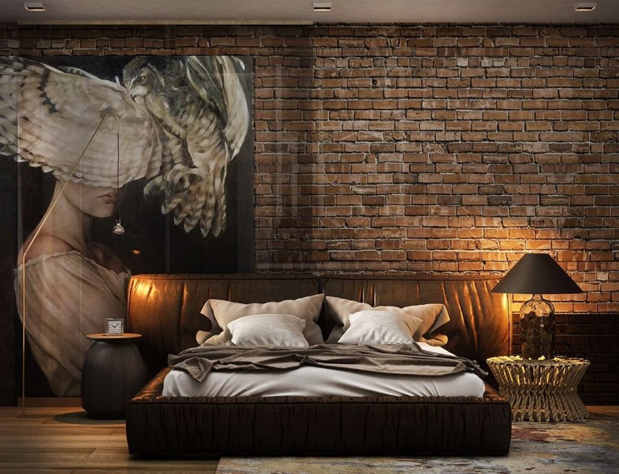 Спальня в стиле лофт для мужчин