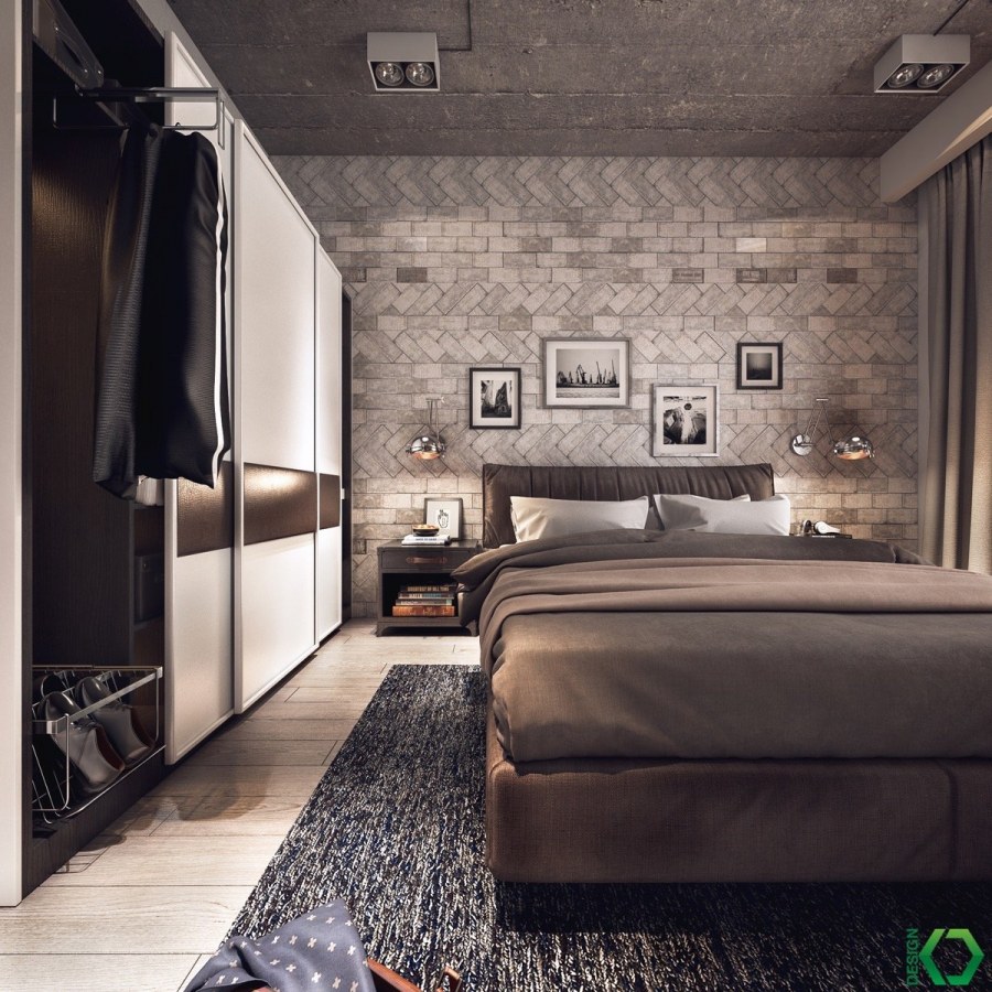 Спальня в стиле лофт индустриал