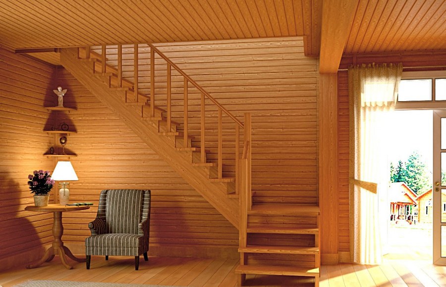 Лестница из сосны к-002м