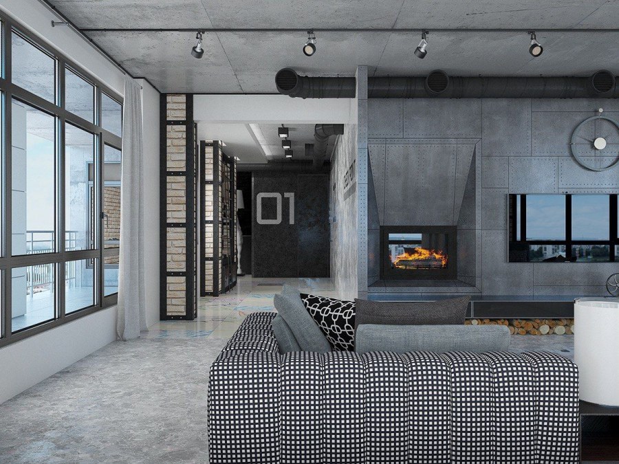 Интерьер в стиле лофт Индастриал