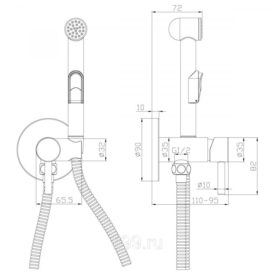 Смеситель гигиенический Rossinka x 25-51