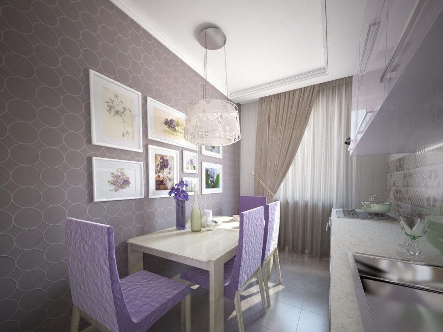 Кухня в сиреневых тонах