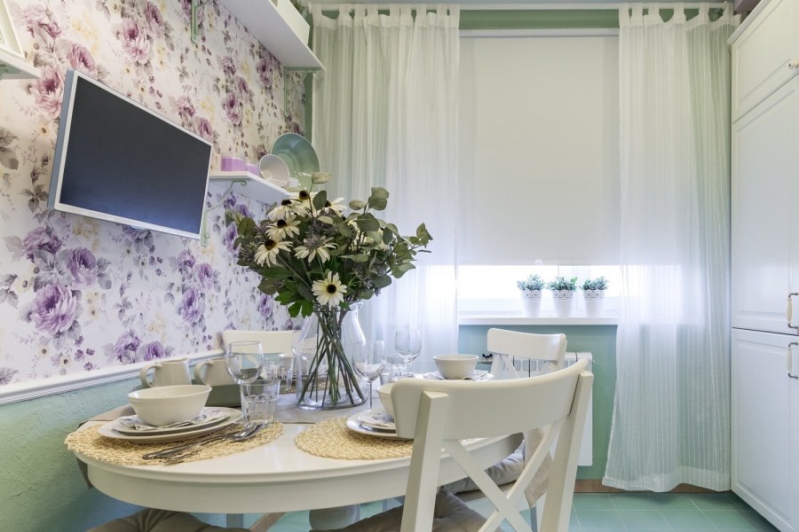 Серо лавандовый интерьер кухня