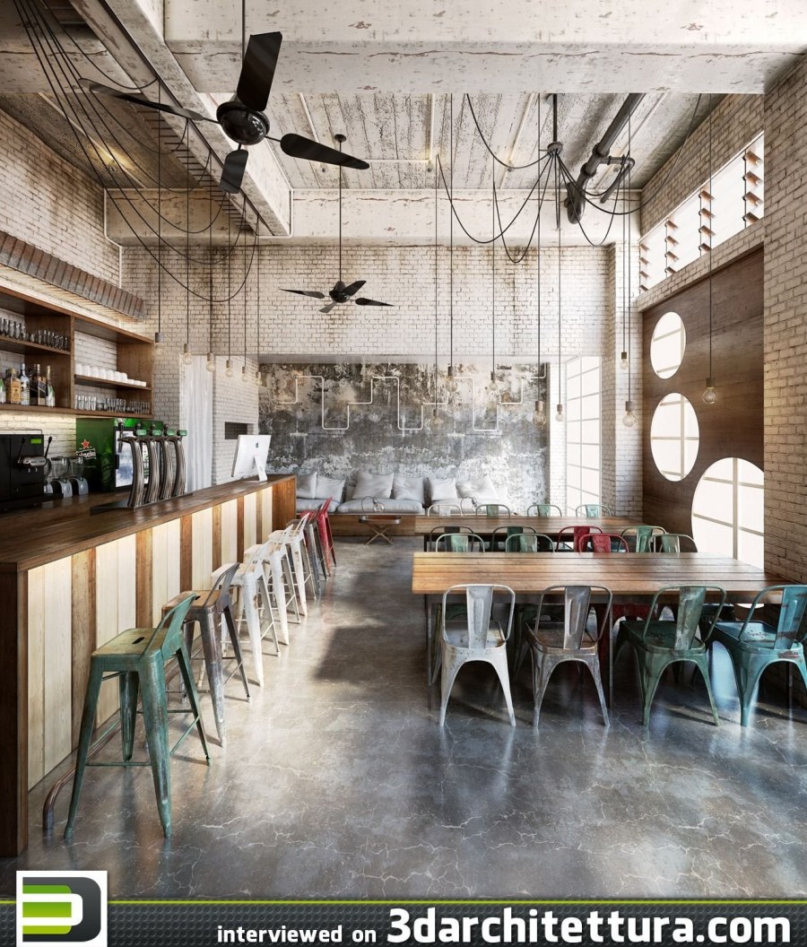 Кафе в стиле Индастриал