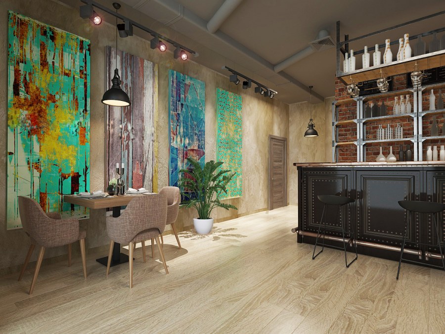 Кухня студия в стиле лофт