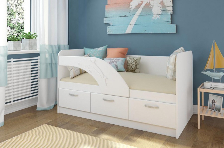 Детская кровать Дельфин-1 ваниль матовый / белфорд