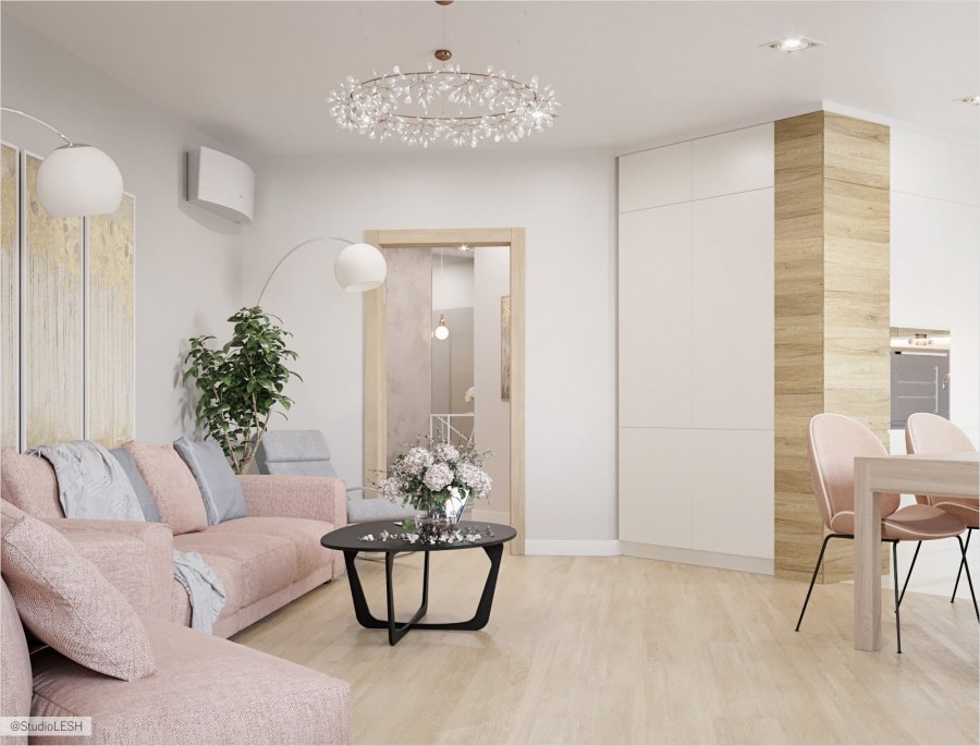 Гостиная в пастельных тонах