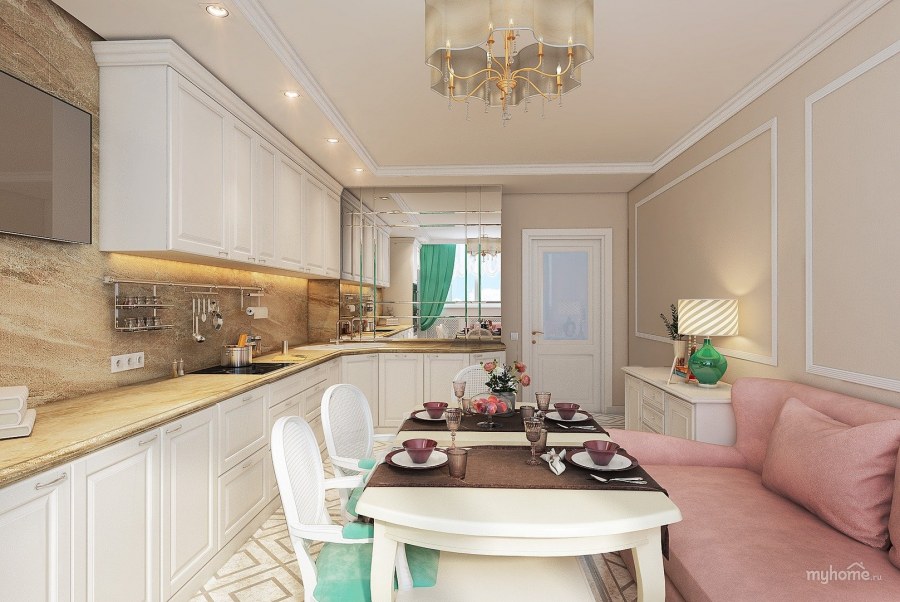 Обои пастельных тонов для кухни