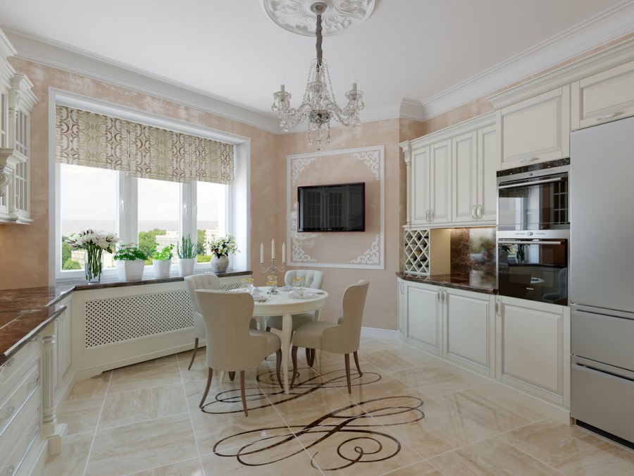 Классическая кухня в пастельных тонах