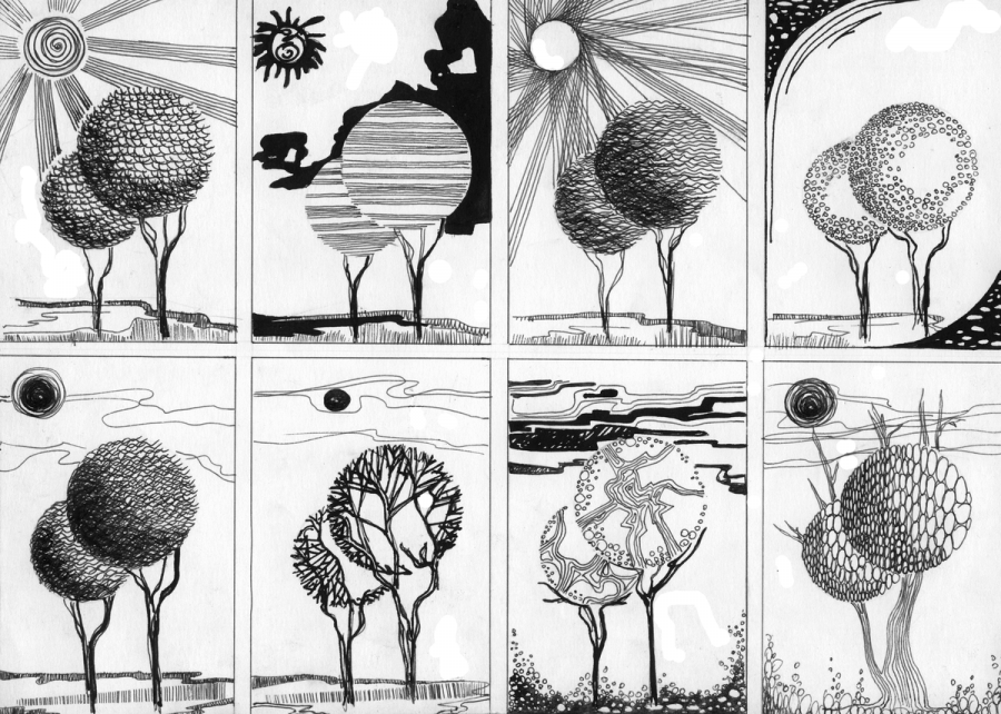 Композиция из линий и пятен