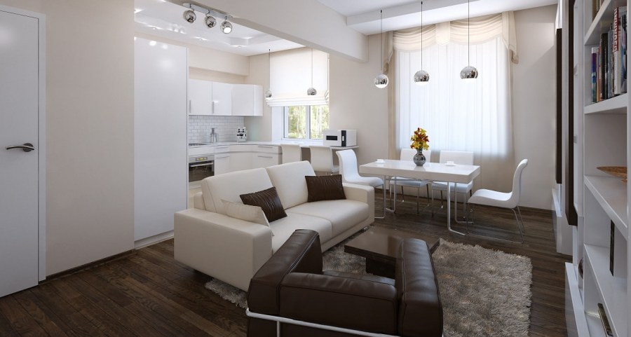 Планировка евротрешки с кухней-гостиной 60 кв