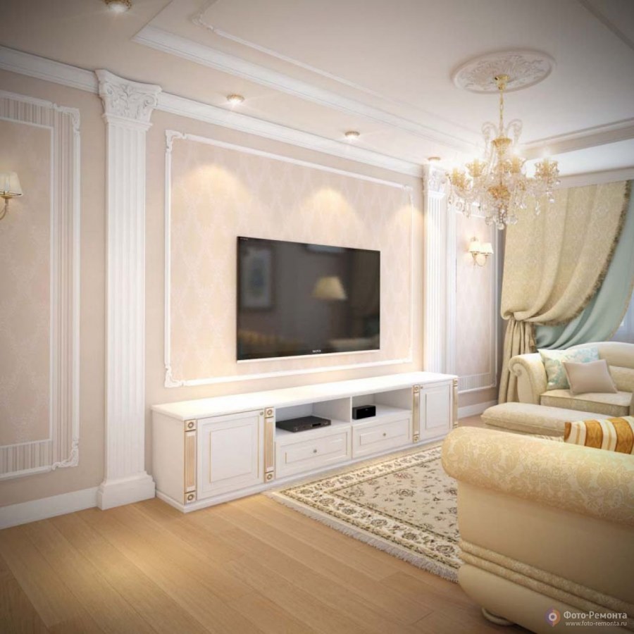 Гостиная с лепниной