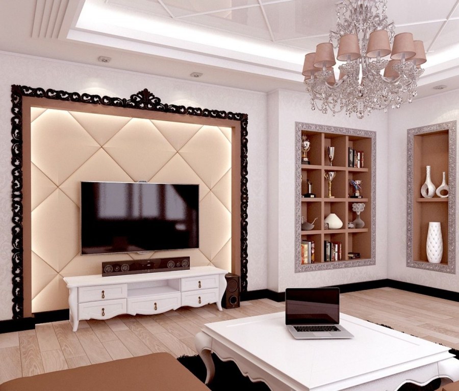 Гостиная с телевизором в классическом стиле