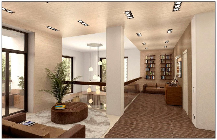 Интерьер холла-гостиной второго этажа