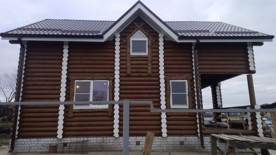 Деревянный дом цвет палисандр