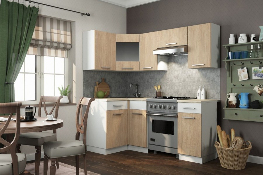 Кухня Алиса 1 белый/дуб сонома 1.2м