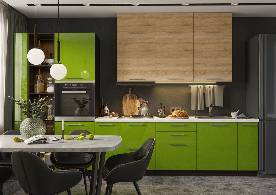 Кухня олива дуб сонома