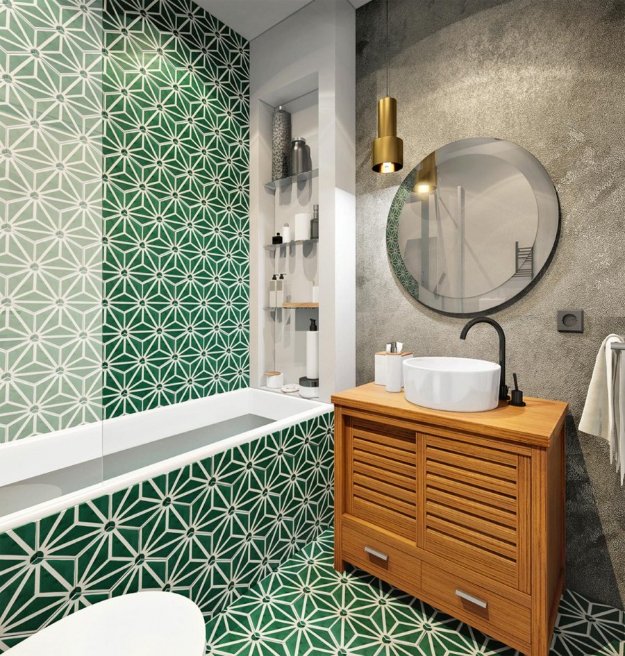 Плитка с зеленым орнаментом