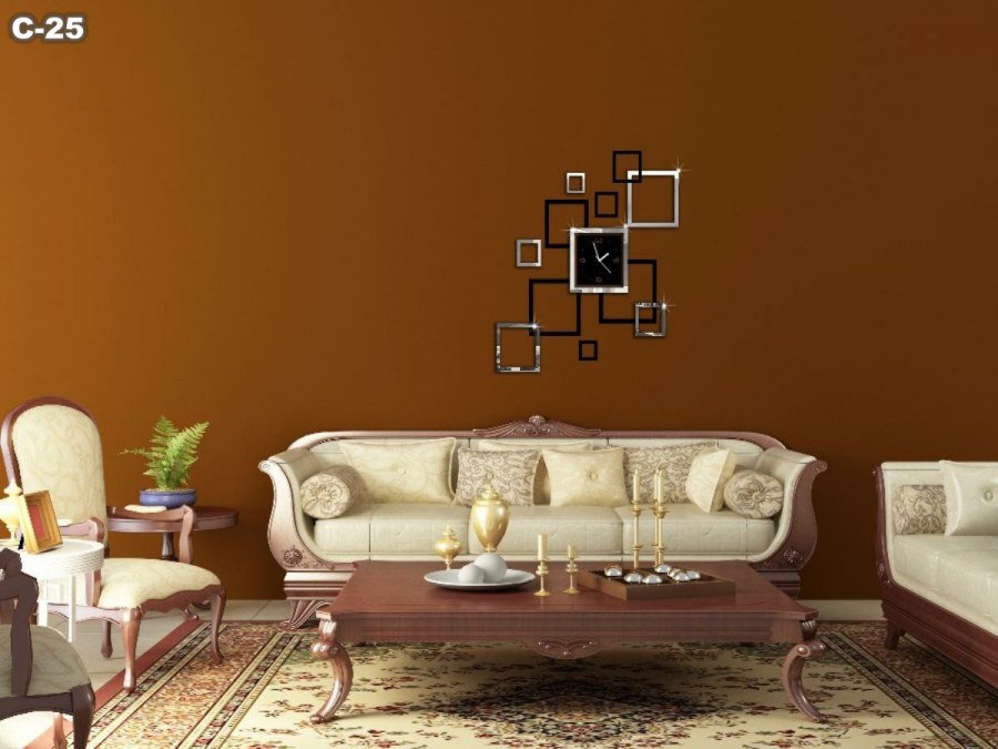 Лепка стен обои с часами