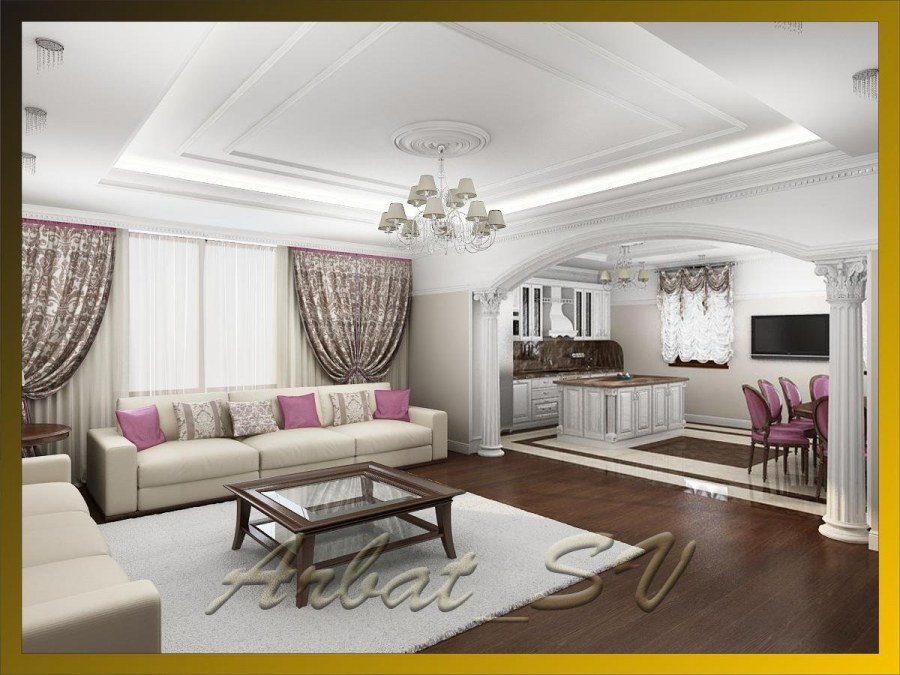 Гостиная в стиле Неоклассика в загородном доме